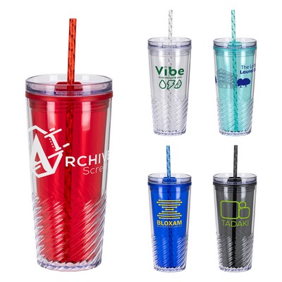 Clio 20 oz 2-in-1 Recycled Acrylic Straw Tumbler